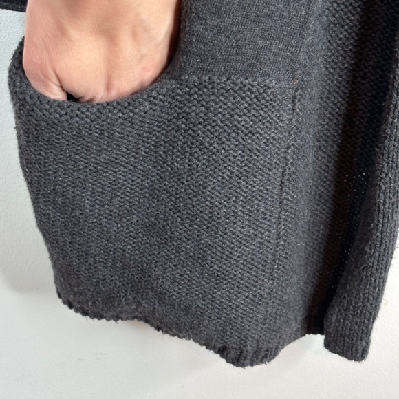 J Jill Cardigan L Cashmere Blend Pockets Charcoal Open Front Minimalist Classic - Picture 3 of 10